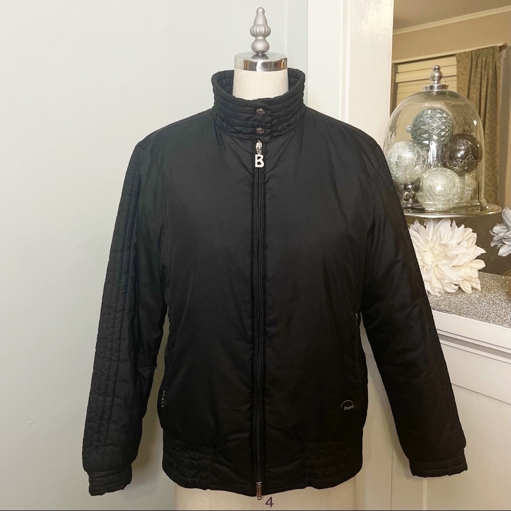 Bogner Black Vintage Ski Bomber Coat Winter Jacket Zip Snap 8 Medium Ski Coat - Picture 3 of 12